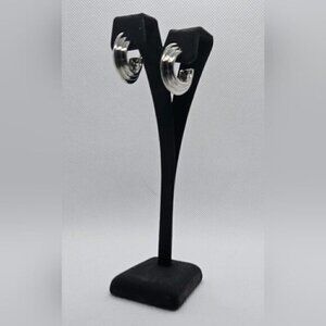 Silver Tone Cluster Hoop Earrings